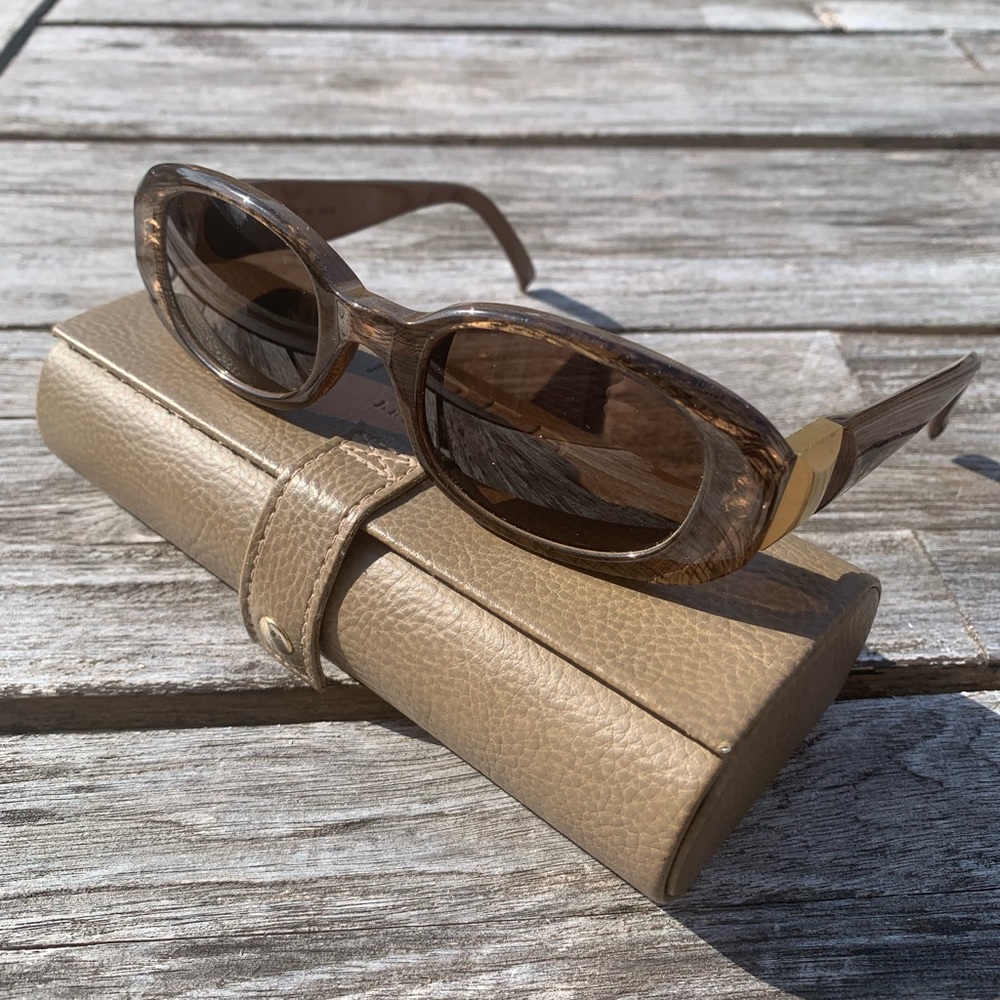 Vintage Fred Lunnettes Sunglasses Yellow Metal Color with Gold Accent